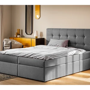 Boxspringbed met matras en bedkast, LUDANO bedstof Noel Grey 160×200 cm H3-Bonell Boxspringbed met matras en bedkast, LUDANO bedstof Noel Grey 160×200 cm H3-Bonell