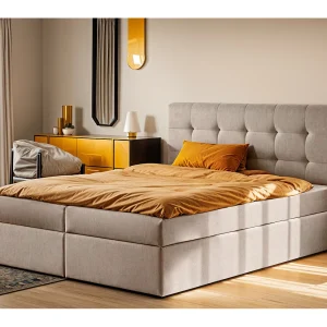 Boxspringbed met matras en bedbodem, LUDANO stof Noel Cold Beige 120×200 cm H3-Bonell Boxspringbed met matras en bedbodem, LUDANO stof Noel Cold Beige 120×200 cm H3-Bonell