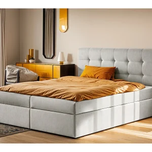 Boxspringbed met matras en bedkast, LUDANO stof Noel lichtgrijs 140×200 cm H2-Pocket Boxspringbed met matras en bedkast, LUDANO stof Noel lichtgrijs 140×200 cm H2-Pocket