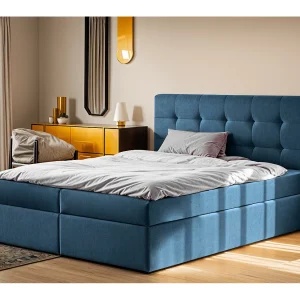 Boxspringbed met matras en bedstee, LUDANO stof Noel Blue 200×200 cm H3-Bonell Boxspringbed met matras en bedstee, LUDANO stof Noel Blue 200×200 cm H3-Bonell