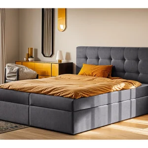 Boxspringbed met matras en bedkast, LUDANO bedstof Noel donkergrijs 140×200 cm H3-Bonell Boxspringbed met matras en bedkast, LUDANO bedstof Noel donkergrijs 140×200 cm H3-Bonell