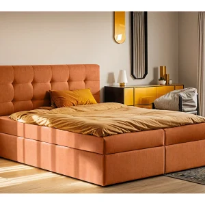Boxspringbed met matras en bedkast, LUDANO stof Noel Orange 180×200 cm H2-Pocket Boxspringbed met matras en bedkast, LUDANO stof Noel Orange 180×200 cm H2-Pocket