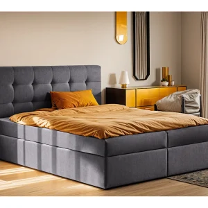 Boxspringbed met matras en bedstee, LUDANO stof Noel donkergrijs 140×200 cm H2-Pocket Boxspringbed met matras en bedstee, LUDANO stof Noel donkergrijs 140×200 cm H2-Pocket