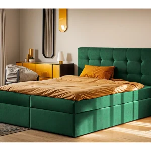 Boxspringbed met matras en bedbodem, LUDANO bedstof Noel Green 160×200 cm H3-Bonell Boxspringbed met matras en bedbodem, LUDANO bedstof Noel Green 160×200 cm H3-Bonell