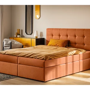 Boxspringbed met matras en bedkast, LUDANO stof Noel Orange 200×200 cm H2-Pocket Boxspringbed met matras en bedkast, LUDANO stof Noel Orange 200×200 cm H2-Pocket