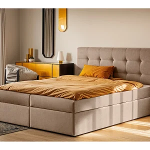 Boxspringbed met matras en bedkast, LUDANO stof Noel Beige 140×200 cm H2-Pocket Boxspringbed met matras en bedkast, LUDANO stof Noel Beige 140×200 cm H2-Pocket