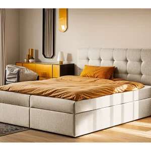 Boxspringbed met matras en bedbodem, LUDANO bedstof Soro lichtbeige 160×200 cm H3-Bonell Boxspringbed met matras en bedbodem, LUDANO bedstof Soro lichtbeige 160×200 cm H3-Bonell