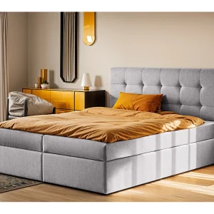 Boxspringbed met matras en bedstee, LUDANO stof Soro Grey 140×200 cm H3-Bonell Boxspringbed met matras en bedstee, LUDANO stof Soro Grey 140×200 cm H3-Bonell