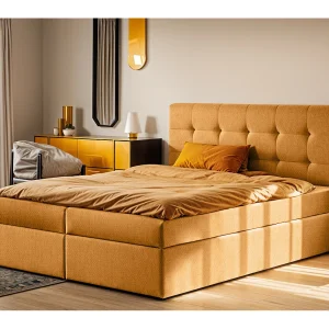 Boxspringbed met matras en bedbodem, LUDANO bedstof Soro Orange 140×200 cm H3-Bonell Boxspringbed met matras en bedbodem, LUDANO bedstof Soro Orange 140×200 cm H3-Bonell