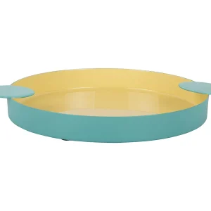 Dienblad Double Funky Large – Turquoise blue &amp; soft yellow