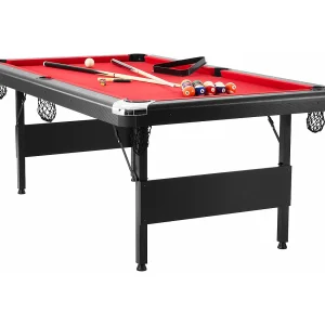 Converteerbare Tafel, SucceBuy 213 cm Pooltafel, Draagbare Pooltafel met Rood Kleed voor de Speelkamer