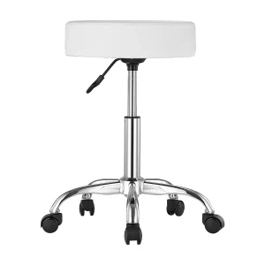 Burotabure SucceBuy Ronde Wielenstoel Wit, HoogteRegelbaar, Draaibaar, Capaciteit 204KG