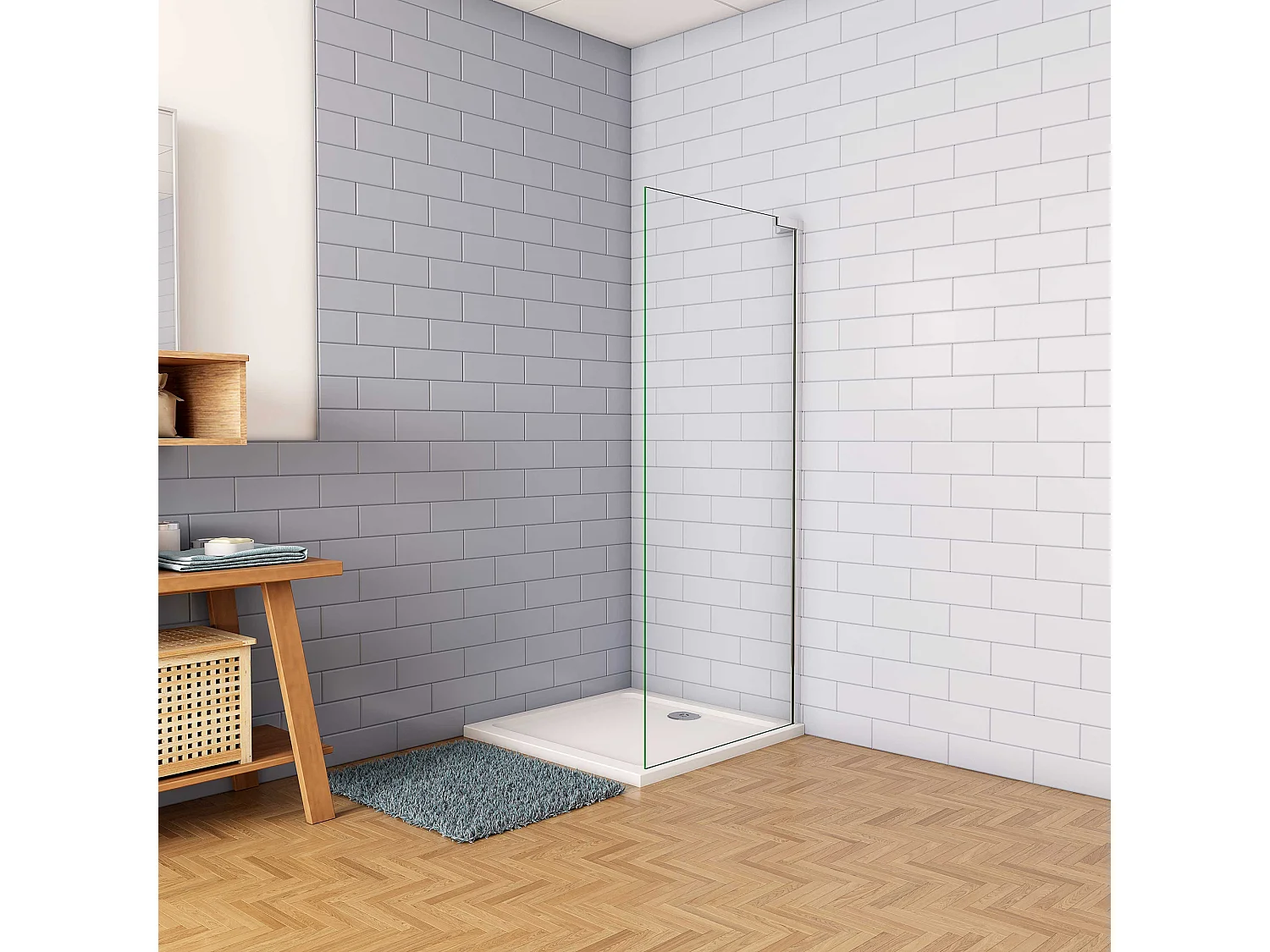 Douchewand-Inloopdouche 84x185cm 8mm NANO EasyClean veiligheidsglas glanzend chroom aluminium profiel
