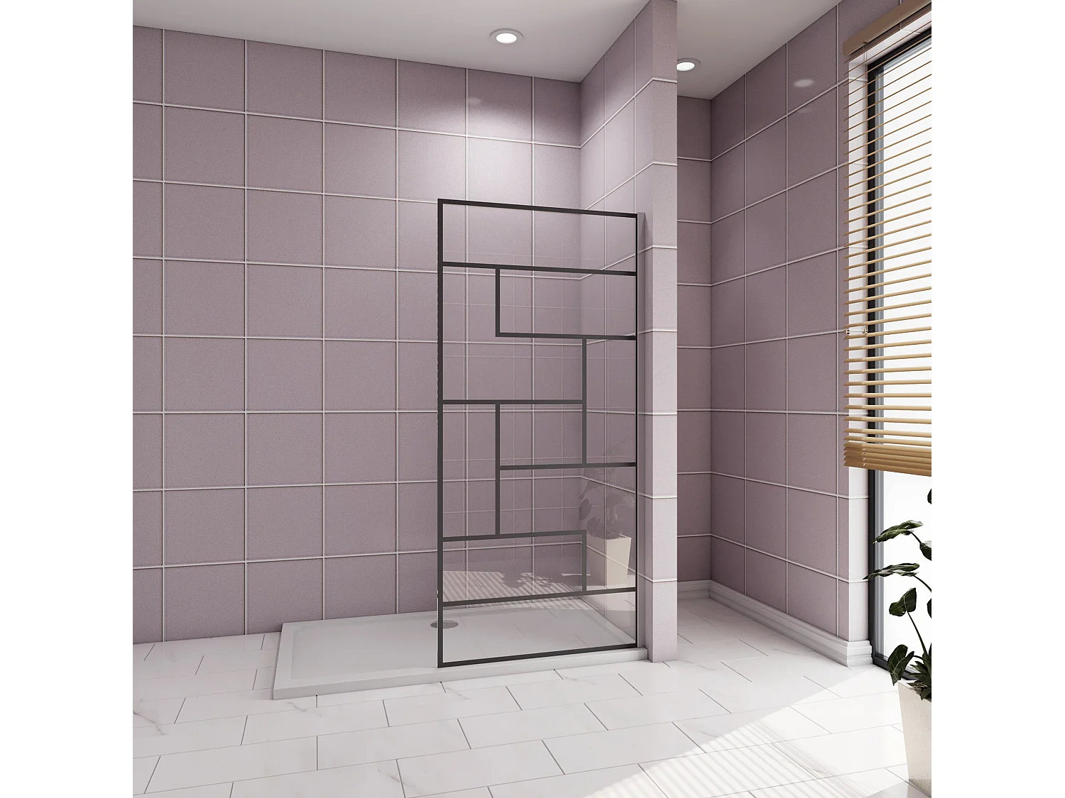 Douchewand-Inloopdouche 70x200cm 8mm NANO Easyclean zwart raster gezeefdrukt gehard glas glanzend chroom aluminium profiel zonder stabilisatiestang