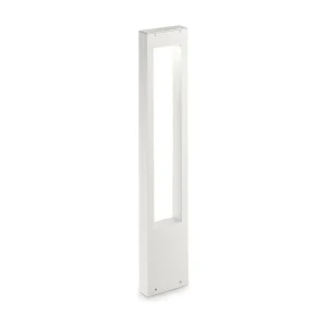 Buitenpaal in wit aluminium met gehard glas