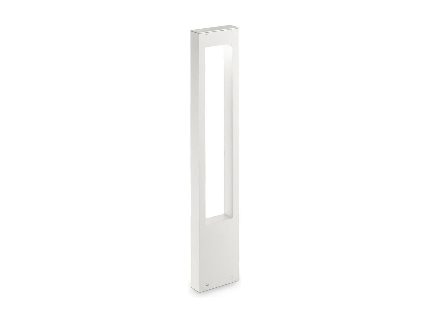 Buitenpaal in wit aluminium met gehard glas