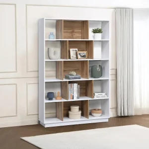 Boekenkast met 15 vakken – Wit en Naturel – DALENOR Boekenkast met 15 vakken – Wit en Naturel – DALENOR