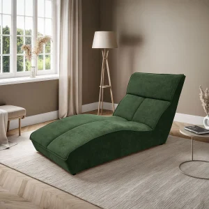 Chaiselongue SAN DIEGO in groen fluweel Chaiselongue SAN DIEGO in groen fluweel