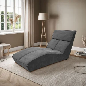 Chaiselongue SAN DIEGO in grijs fluweel Chaiselongue SAN DIEGO in grijs fluweel