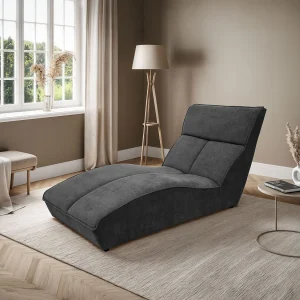 Chaiselongue SAN DIEGO in antraciet fluweel