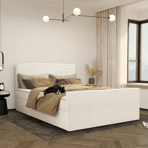 Boxspringbed met bedbodem en topper VIESTA stof Poso Ecru 140×200 cm H2-Pocket