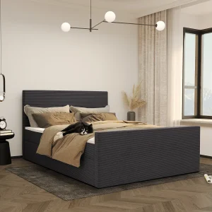 Boxspringbed met bedbodem en topper VIESTA stof Poso donkergrijs 200×200 cm H3-Bonell