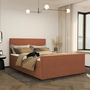 Boxspringbed met bedbodem en topper VIESTA stof Poso Brick 200×200 cm H2-Pocket