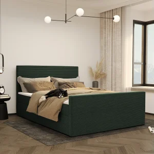 Boxspringbed met bedbodem en topper VIESTA stof Poso Green 160×200 cm H3-Bonell
