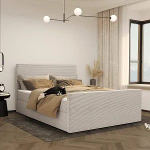 Boxspringbed met bedbodem en topper VIESTA stof Poso Beige 120×200 cm H2-Pocket