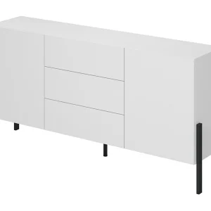 Buffet SALMA 2 deuren & 3 lades Push-to-Open – Super Mat Wit & Mat Zwart, 184×90×40 cm