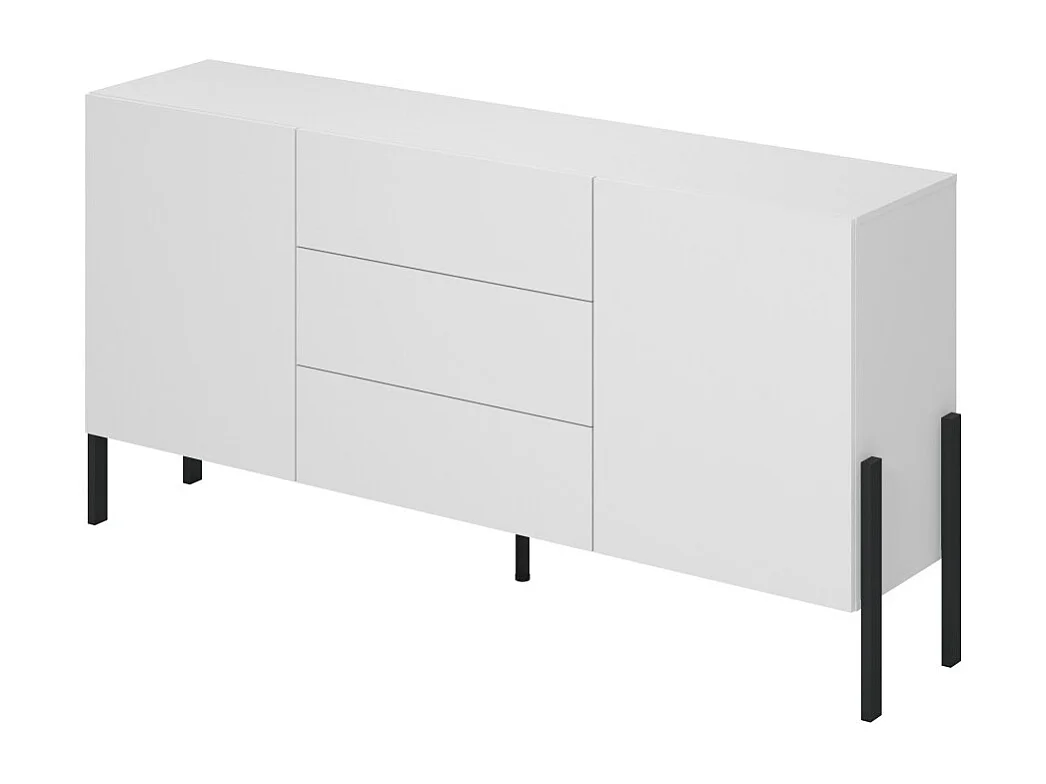 Buffet SALMA 2 deuren & 3 lades Push-to-Open – Super Mat Wit & Mat Zwart, 184×90×40 cm