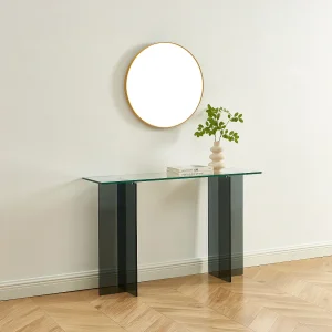 Gehard glazen console – Transparant en Antraciet – BYLENA Gehard glazen console – Transparant en Antraciet – BYLENA