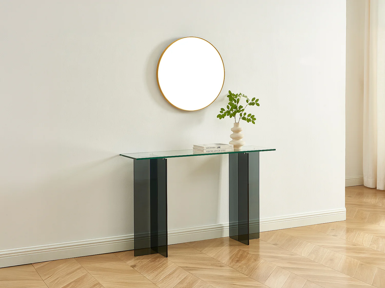 Gehard glazen console - Transparant en Antraciet - BYLENA