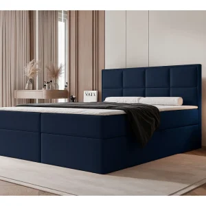 Continentaal bed – 160×200 cm – in marineblauwe fluwelen stof – SILENSIO Continentaal bed – 160×200 cm – in marineblauwe fluwelen stof – SILENSIO