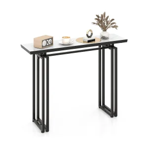Consoletafel smal, gangtafel, marmerlook, bijzettafel met metalen frame, moderne entreetafel voor woonkamer en ingang, 110 x 30 x 81 cm (zwart)VH32113 Consoletafel smal, gangtafel, marmerlook, bijzettafel met metalen frame, moderne entreetafel voor woonkamer en ingang, 110 x 30 x 81 cm (zwart)VH32113