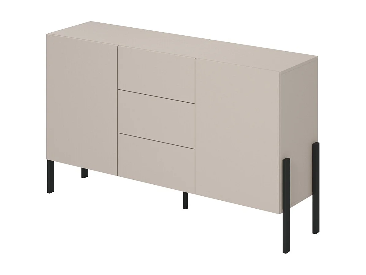 Buffet design collectie SALMA - 2 deuren & 3 laden - Beige & mat zwart, 154×90×40 cm