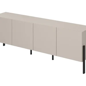 Buffet SALMA 4 deuren Push-to-Open – beige & matzwart, 204×70×40 cm