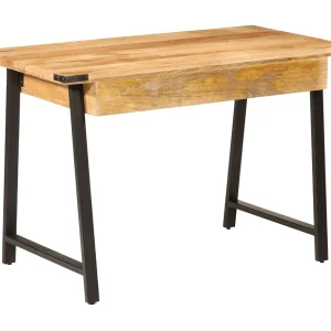Bureau met lades 105x55x70 cm massief mangohout en ijzer
