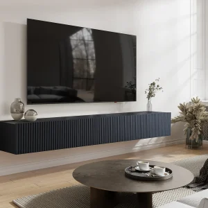 Hangend tv-meubel met 3 deurtjes – Zwart – DANTAY van Pascal Morabito Hangend tv-meubel met 3 deurtjes – Zwart – DANTAY van Pascal Morabito
