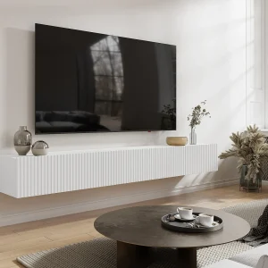 Hangend tv-meubel met 3 deurtjes – Wit – DANTAY van Pascal Morabito Hangend tv-meubel met 3 deurtjes – Wit – DANTAY van Pascal Morabito