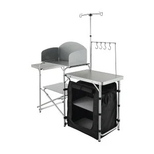 Draagbare Campingskeukentafel SucceBuy, Vouwbare Barbecuestation met Windscherm