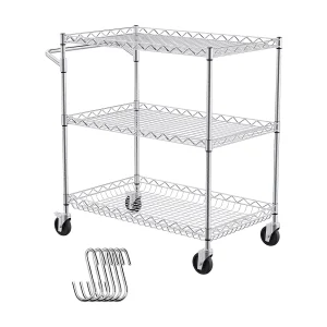 Dagelijks gebruiks trolley SucceBuy 76,2 x 45,7 x 82,3 cm 300 kg 3 niveaus 6 haaken op wieltjes Dagelijks gebruiks trolley SucceBuy 76,2 x 45,7 x 82,3 cm 300 kg 3 niveaus 6 haaken op wieltjes