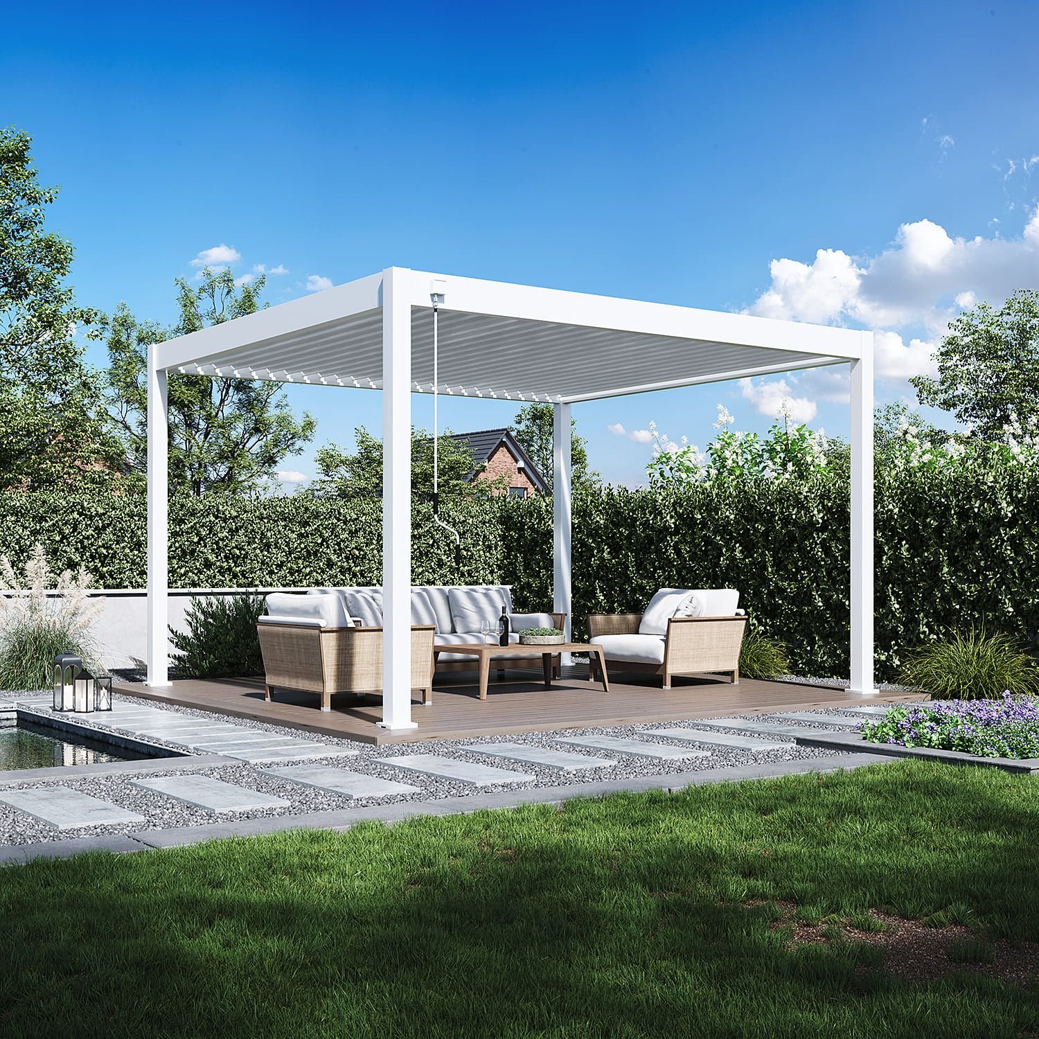 Aluminium Terrasoverkapping Deluxe Vrijstaand 360 x 400 cm Wit