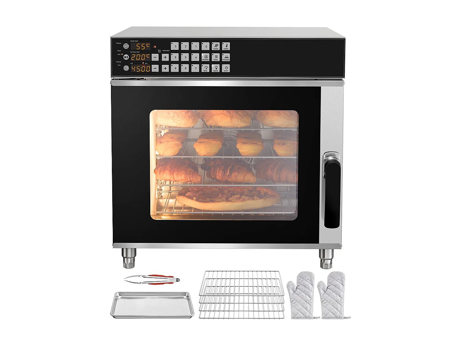 Convectieoven SucceBuy Commercial 58L in RVS 2800 W voor aanrecht, voor het Bakken in het Restaurant en Thuis