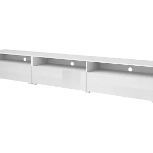 Buffet RAMOS – 2 glazen deuren + 3 laden – Kleur hoogglans wit en zwart – Ingebouwde multicolor LED's Buffet RAMOS – 2 glazen deuren + 3 laden – Kleur hoogglans wit en zwart – Ingebouwde multicolor LED's