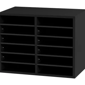 Bureau-organizer, SucceBuy Houten Documentenorganizer met 12 Verstelbare Compartimenten, Zwart Bureau-organizer, SucceBuy Houten Documentenorganizer met 12 Verstelbare Compartimenten, Zwart