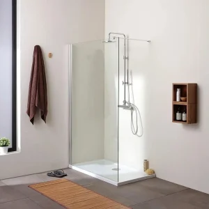 Divisória de duche de parede simples "Walk-in" em vidro transparente cm 110x190h Divisória de duche de parede simples "Walk-in" em vidro transparente cm 110x190h