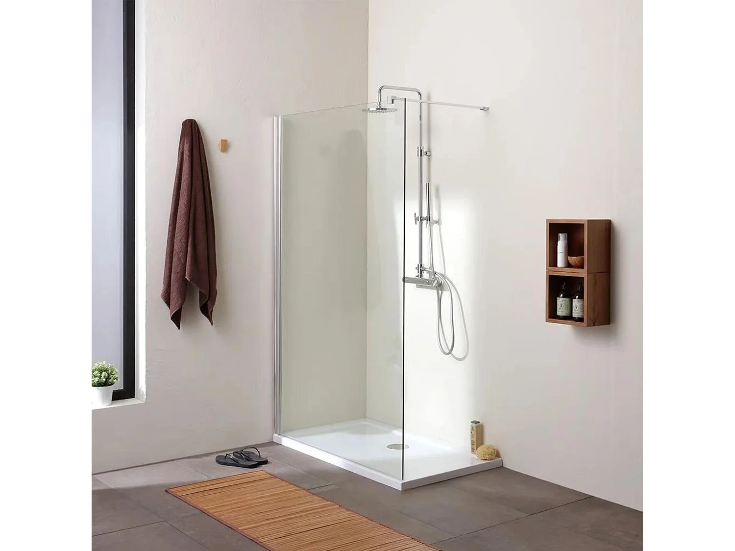 Divisória de duche de parede simples "Walk-in" em vidro transparente cm 110x190h