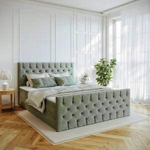 Continentaal bed Mars met bedkaststof Riviera Mint 160×200 cm