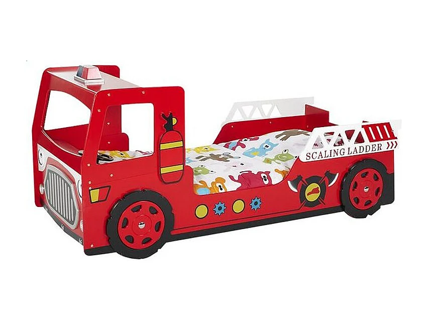 Brandweer autobed 90x200 cm rood gelakt hout Cara